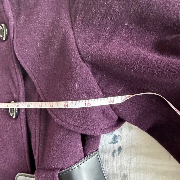 Vintage Stylish Purple Double-Breasted wool cashmere Coat adjustable Belt XS - Picture 5 of 5